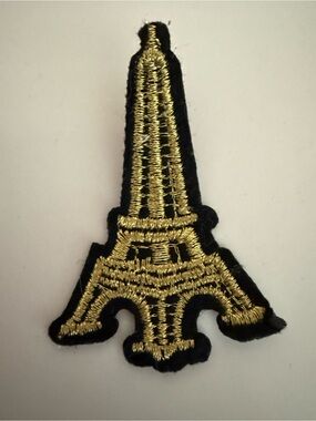 Embroidered Eiffel Tower Patch in Gold and Black